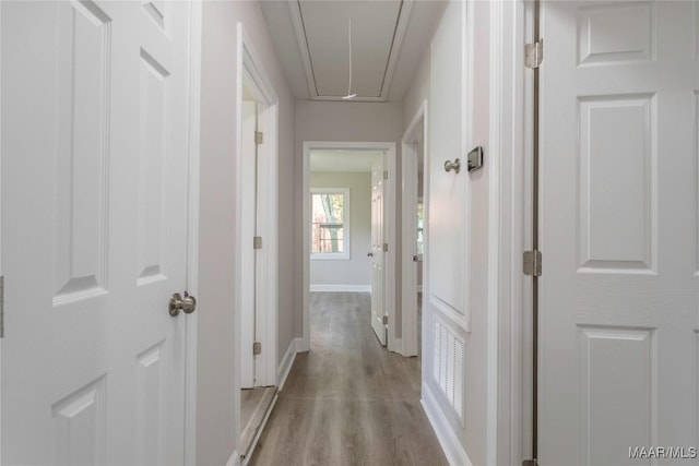 3468 Biltmore Ave, Montgomery, AL 36109 - corridor featuring attic access, light wood-style floors, and baseboards