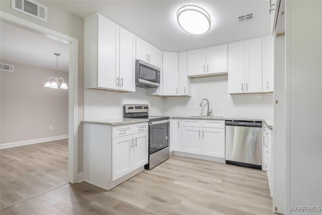 3468 Biltmore Ave, Montgomery, AL 36109 - kitchen with stainless steel appliances, a sink, tasteful backsplash, and white cabinets