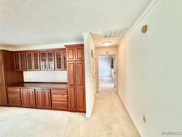 441 County Road 401, Selma, AL 36701 - hall featuring light carpet, a textured ceiling, and crown molding