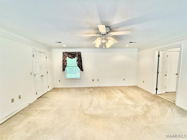 441 County Road 401, Selma, AL 36701 - empty room with ceiling fan, baseboards, light colored carpet, crown molding, and recessed lighting