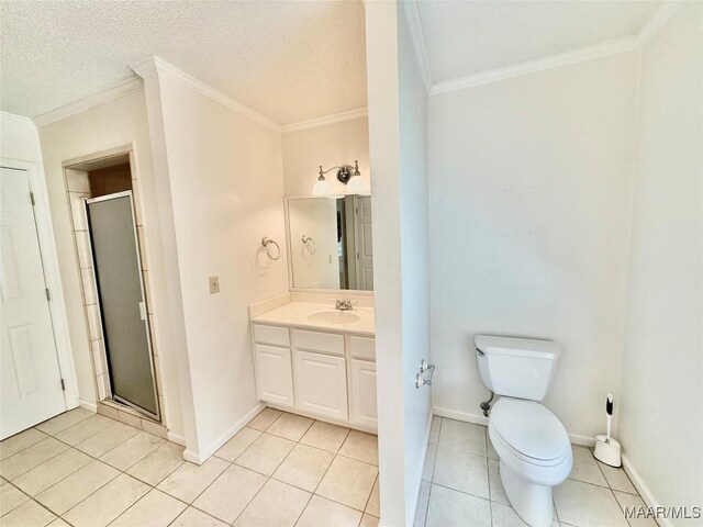 441 County Road 401, Selma, AL 36701 - full bath with tile patterned floors, ornamental molding, a shower stall, toilet, and vanity