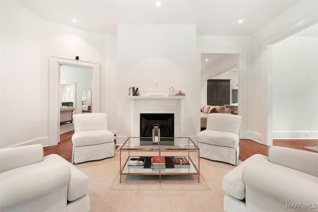 3328 Lebron Rd, Montgomery, AL 36106 - living area featuring wood finished floors, recessed lighting, baseboards, and a fireplace