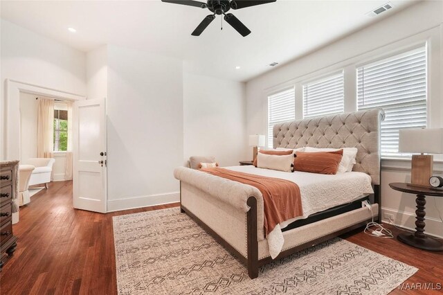 3328 Lebron Rd, Montgomery, AL 36106 - bedroom with wood finished floors, baseboards, recessed lighting, and ceiling fan