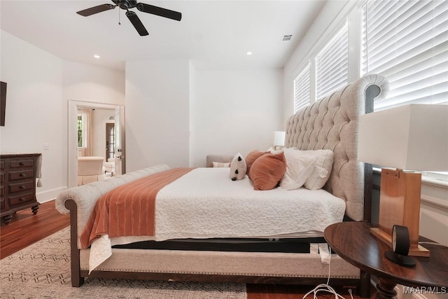 3328 Lebron Rd, Montgomery, AL 36106 - bedroom featuring wood finished floors, multiple windows, recessed lighting, and ceiling fan