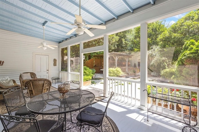 1533 Gilmer Ave, Montgomery, AL 36104 - sunroom featuring a ceiling fan and outdoor dining space