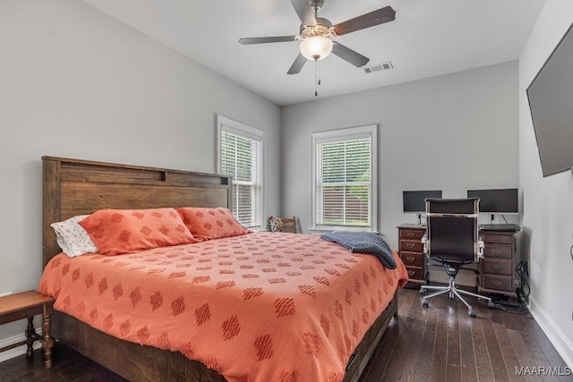 1478 Trolley Rd, Prattville, AL 36066 - bedroom with hardwood / wood-style flooring, baseboards, a ceiling fan, and an office area