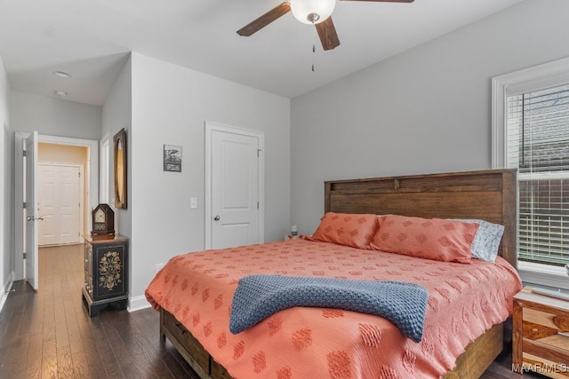 1478 Trolley Rd, Prattville, AL 36066 - bedroom featuring dark wood-style floors, baseboards, and a ceiling fan