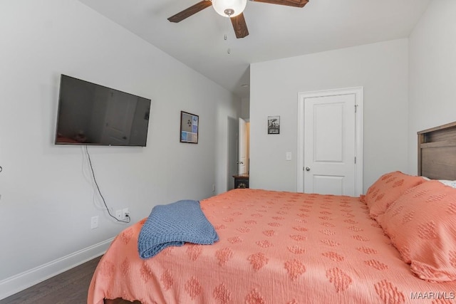 1478 Trolley Rd, Prattville, AL 36066 - bedroom with dark wood finished floors, baseboards, and ceiling fan