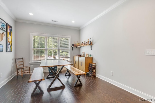 1478 Trolley Rd, Prattville, AL 36066 - dining area featuring ornamental molding, baseboards, hardwood / wood-style floors, and recessed lighting