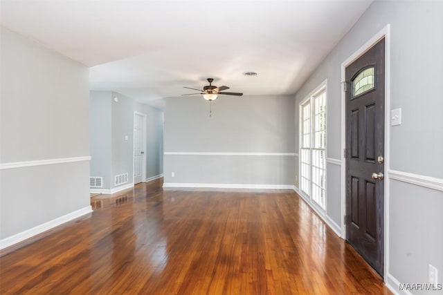 3212 Mcgehee Rd, Montgomery, AL 36111 - entryway with wood finished floors, ceiling fan, and baseboards
