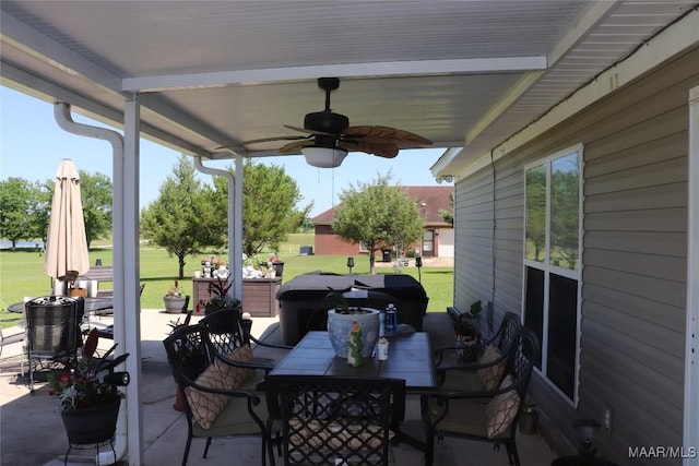 663 Hobbie Rd, Montgomery, AL 36105 - view of patio with a ceiling fan, outdoor dining area, and a grill