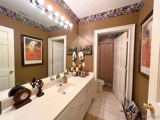 7178 Wyngrove Dr, Montgomery, AL 36117 - full bathroom with toilet, vanity, a shower with curtain, and tile patterned floors