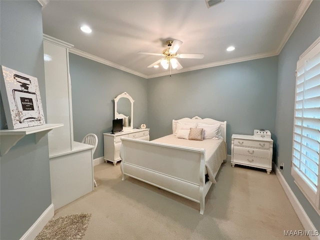 7178 Wyngrove Dr, Montgomery, AL 36117 - bedroom featuring light carpet, baseboards, ornamental molding, and recessed lighting