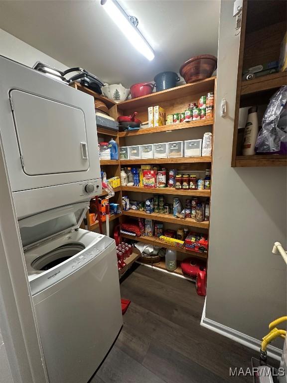 3932 Oak Ave, Montgomery, AL 36109 - storage area featuring stacked washing machine and dryer