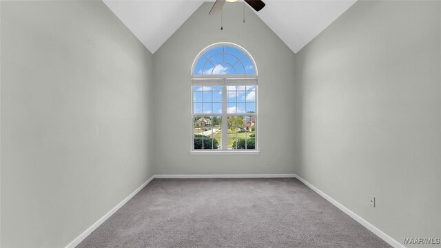 8 Honor Dr, Fort Mitchell, AL 36856 - unfurnished room with a ceiling fan, carpet floors, baseboards, and lofted ceiling
