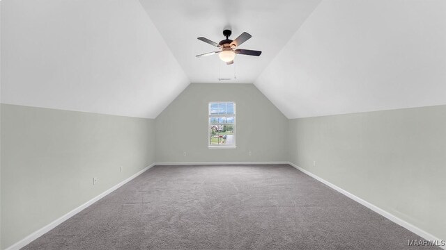 8 Honor Dr, Fort Mitchell, AL 36856 - additional living space featuring carpet flooring, lofted ceiling, ceiling fan, and baseboards
