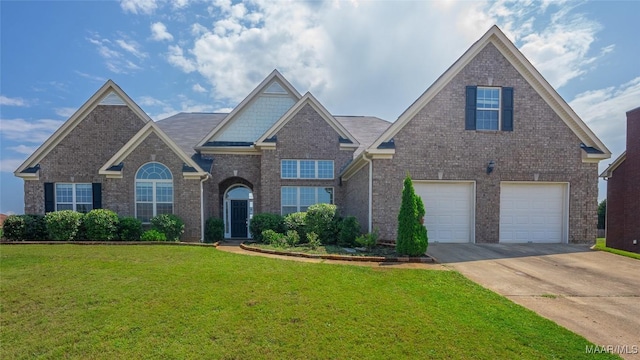 8 Honor Dr, Fort Mitchell, AL 36856 - view of front of property featuring driveway, an attached garage, a front yard, and brick siding