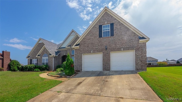 8 Honor Dr, Fort Mitchell, AL 36856 - view of front facade featuring brick siding, a front yard, and concrete driveway