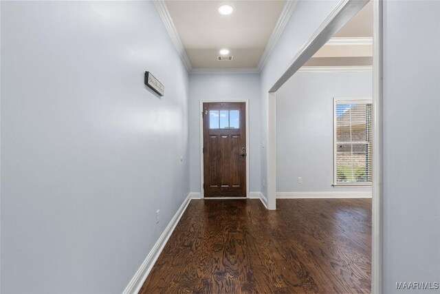 9148 Autumnbrooke Way, Montgomery, AL 36117 - foyer with dark wood-type flooring, crown molding, baseboards, and recessed lighting