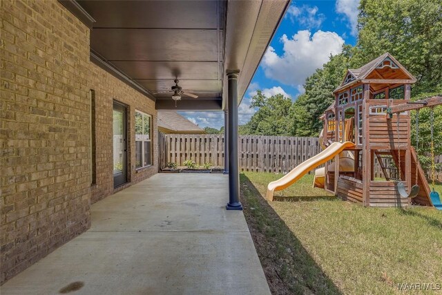 9148 Autumnbrooke Way, Montgomery, AL 36117 - view of patio / terrace with a playground and ceiling fan