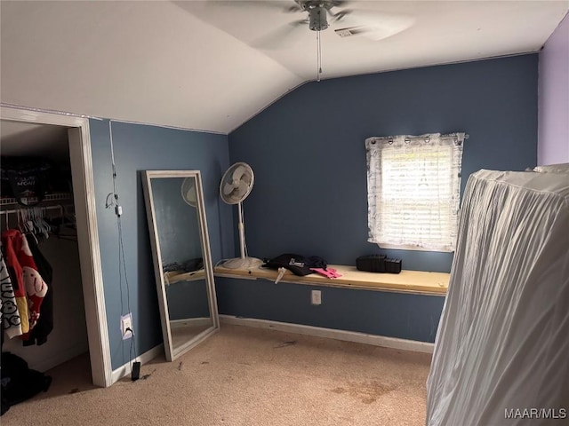 2276 E Aberdeen Dr, Montgomery, AL 36116 - carpeted bedroom with lofted ceiling, baseboards, a closet, and a ceiling fan