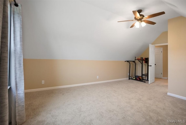 8945 Chantilly Way, Montgomery, AL 36116 - bonus room with light carpet, ceiling fan, baseboards, and lofted ceiling