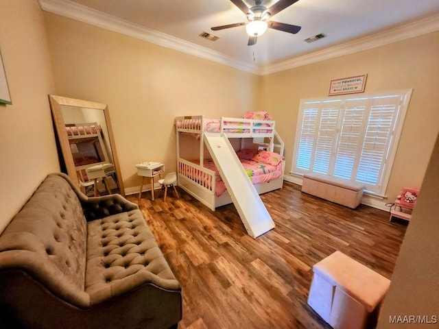 103 River Chase Ct, Wetumpka, AL 36092 - bedroom featuring ornamental molding, wood finished floors, baseboards, and ceiling fan