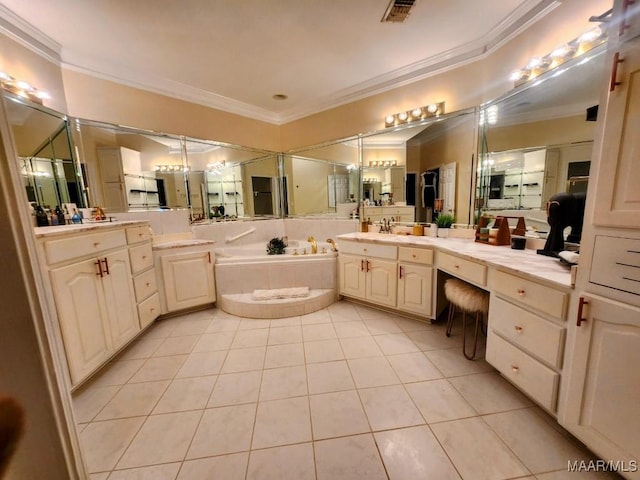 103 River Chase Ct, Wetumpka, AL 36092 - full bathroom featuring ornamental molding, tile patterned floors, a bath, and vanity