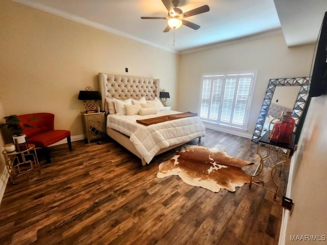 103 River Chase Ct, Wetumpka, AL 36092 - bedroom with wood finished floors, baseboards, ornamental molding, and a ceiling fan