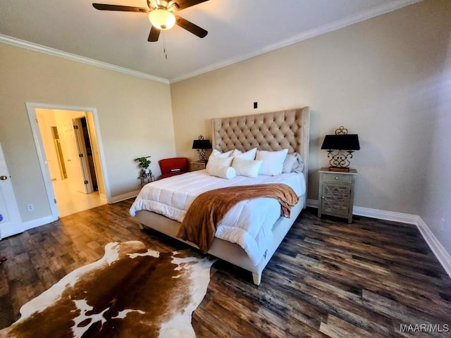 103 River Chase Ct, Wetumpka, AL 36092 - bedroom featuring wood finished floors, ornamental molding, baseboards, and a ceiling fan