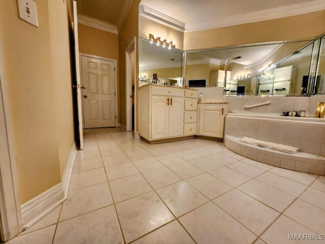 103 River Chase Ct, Wetumpka, AL 36092 - full bath featuring crown molding, tile patterned flooring, double vanity, a bathtub, and baseboards