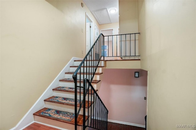 184 Fox Hollow Rd, Montgomery, AL 36109 - staircase featuring attic access and baseboards