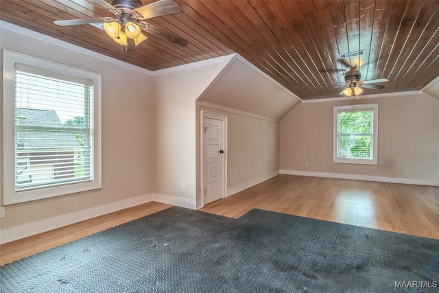 8460 Rockbridge Cir, Montgomery, AL 36116 - bonus room with ceiling fan, wood ceiling, wood finished floors, baseboards, and lofted ceiling