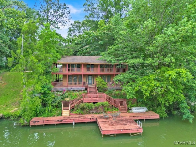 300 Elmore Rd, Titus, AL 36080 - rear view of property featuring stairway and a water view