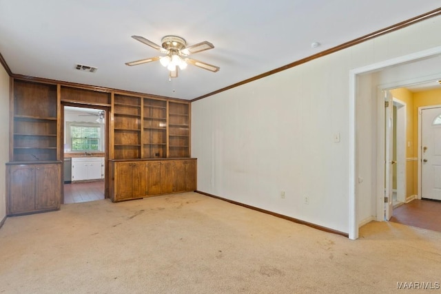 3158 Partridge Ln, Montgomery, AL 36111 - carpeted empty room featuring ceiling fan, ornamental molding, baseboards, and a sink