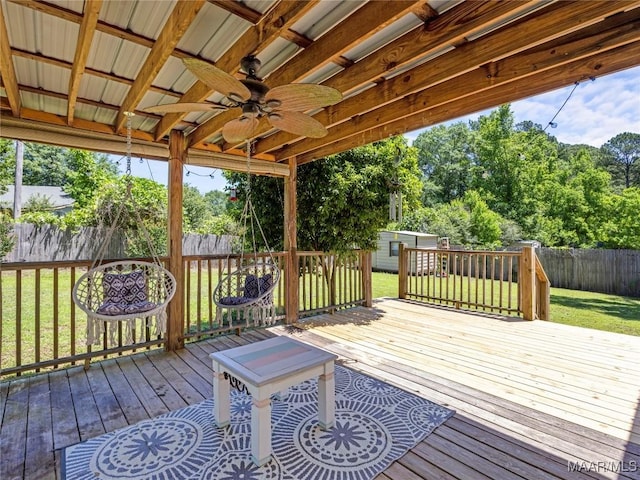 33 Glendale Acres Acres, Eclectic, AL 36024 - deck with a ceiling fan and view of scattered trees