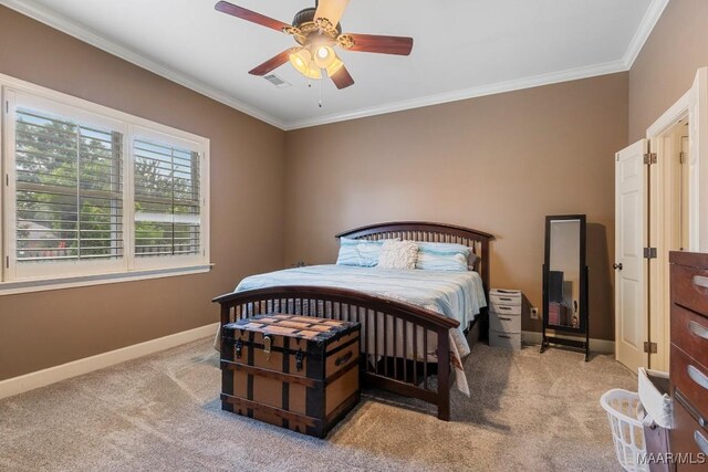 1900 Wyndgate Loop, Montgomery, AL 36117 - bedroom featuring carpet flooring, ornamental molding, baseboards, and ceiling fan