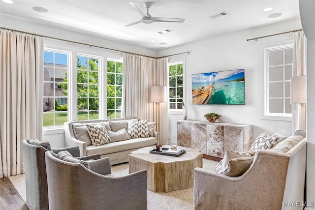 4808 Clerkenwell St, Montgomery, AL 36116 - living room featuring a ceiling fan and recessed lighting