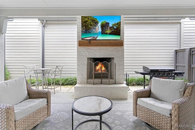 4808 Clerkenwell St, Montgomery, AL 36116 - view of patio featuring an outdoor living space with a fireplace