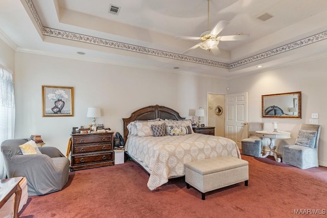 530 Old Mitylene Ct, Montgomery, AL 36117 - bedroom featuring carpet floors, a tray ceiling, crown molding, and ceiling fan