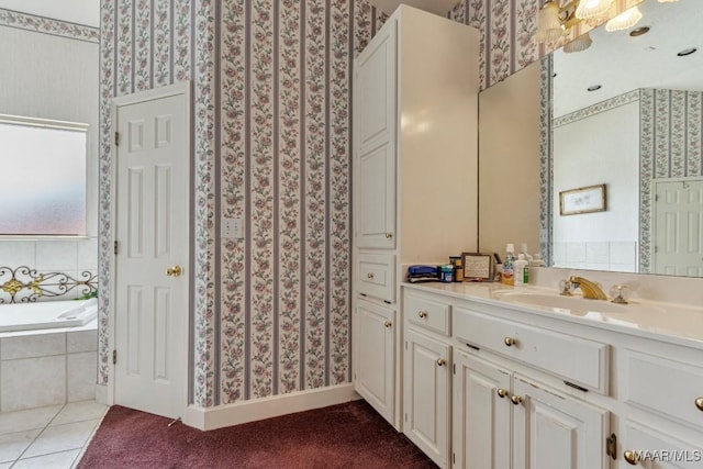 530 Old Mitylene Ct, Montgomery, AL 36117 - full bath with vanity, a bath, and wallpapered walls