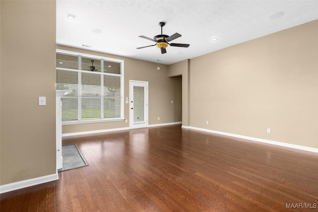 9000 Finsburry Ct, Montgomery, AL 36117 - unfurnished room featuring a ceiling fan, baseboards, wood finished floors, and recessed lighting