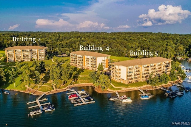 48 Stoneview Summit Ct Unit 2505, Dadeville, AL 36853 - aerial view of a forest, apartment complex, a nearby body of water, and numerous boat docks