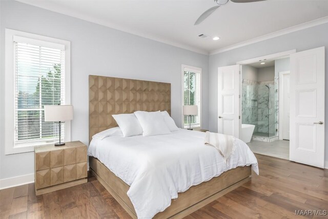 7175 Fain Park Loop, Montgomery, AL 36117 - bedroom with wood finished floors, ensuite bathroom, baseboards, ornamental molding, and recessed lighting