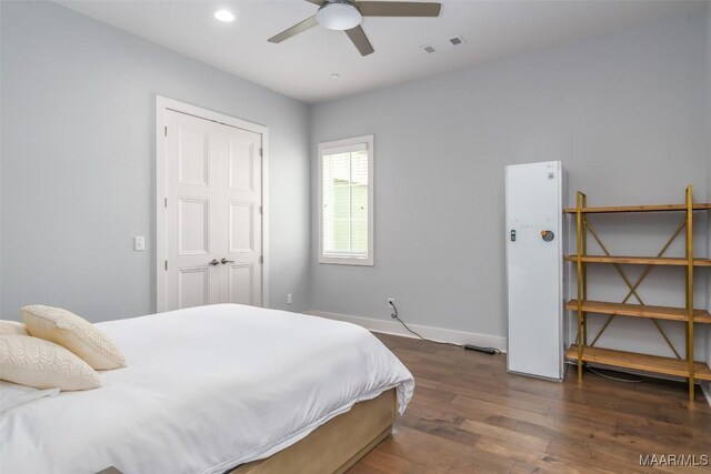 7175 Fain Park Loop, Montgomery, AL 36117 - bedroom featuring wood finished floors, baseboards, ceiling fan, and recessed lighting