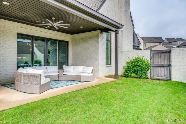 7175 Fain Park Loop, Montgomery, AL 36117 - view of patio featuring a ceiling fan, a gate, and an outdoor living space