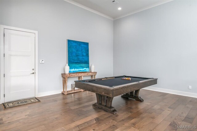 7175 Fain Park Loop, Montgomery, AL 36117 - playroom with billiards table, ornamental molding, wood finished floors, and baseboards