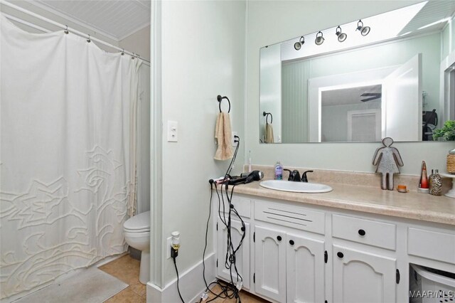 8099 County Road 59, Verbena, AL 36091 - full bath with vanity, toilet, tile patterned floors, and a shower with curtain