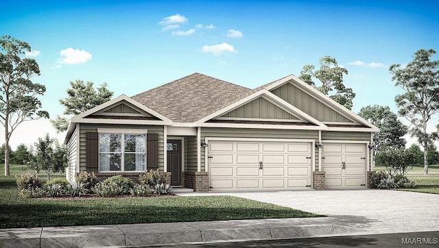 1015 Kelly Way, Prattville, AL 36066 - view of front of house featuring an attached garage, roof with shingles, driveway, brick siding, and a front lawn