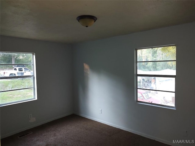 1018 Hillcrest Dr, Weaver, AL 36277 - spare room featuring baseboards and dark colored carpet
